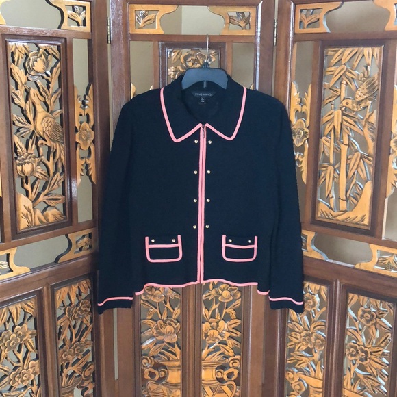 Ming Wang Jackets & Blazers - Ming Wang Classic Black & Salmon Jacket Size L